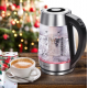 Obrázok pre Rýchlovarná sklenená kanvica - 1,7L , nerez,čierna - 2200W s filtrom a farebným podsvietením